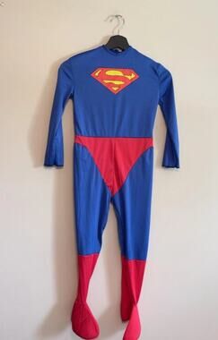 DC Comics Superman Bodysuit Boys Small Blue Red One Piece Zip Costume Halloween